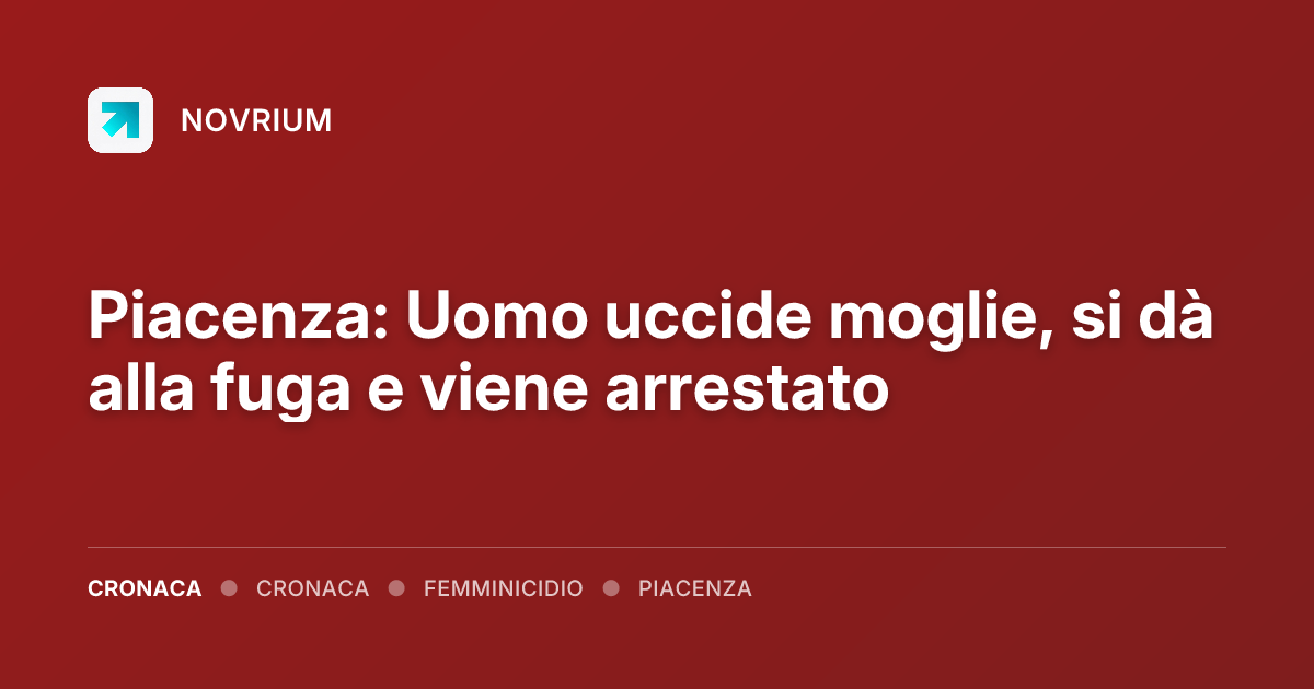 Piacenza: Uomo uccide moglie, si dà alla fuga e viene arrestato