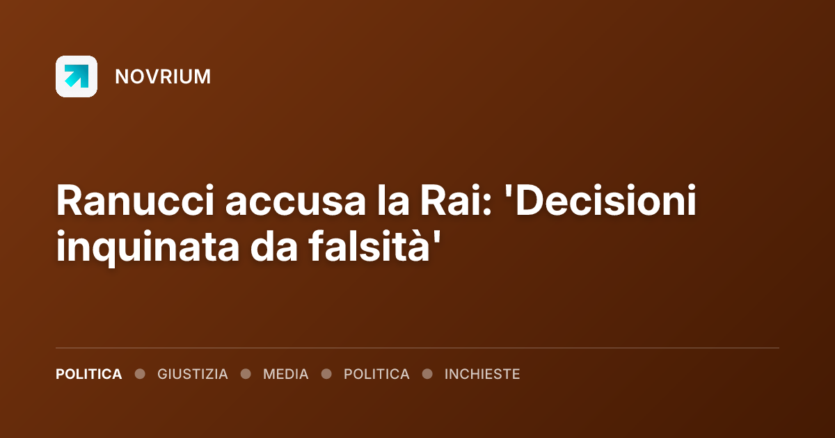 Ranucci accusa la Rai: 'Decisioni inquinata da falsità'