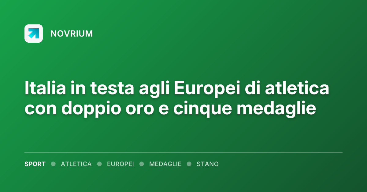 Italia in testa agli Europei di atletica con doppio oro e cinque medaglie