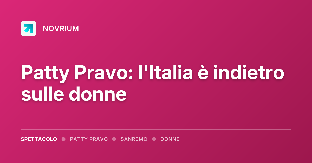 Patty Pravo: l'Italia è indietro sulle donne