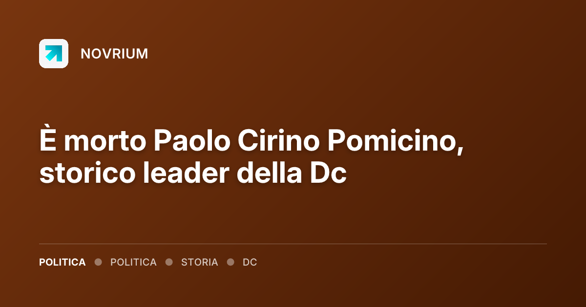 È morto Paolo Cirino Pomicino, storico leader della Dc