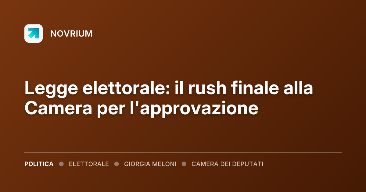 Legge elettorale: il rush finale alla Camera per l'approvazione