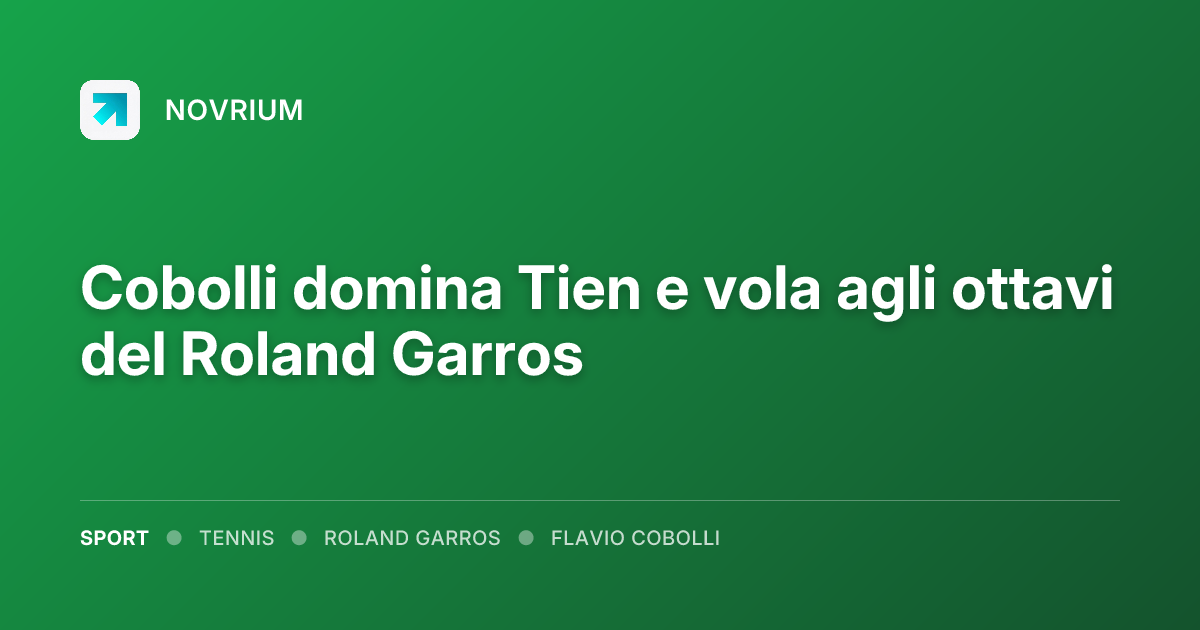 Cobolli domina Tien e vola agli ottavi del Roland Garros