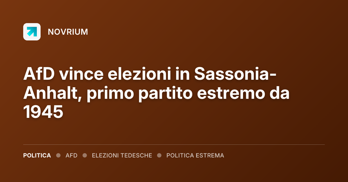 AfD vince elezioni in Sassonia-Anhalt, primo partito estremo da 1945