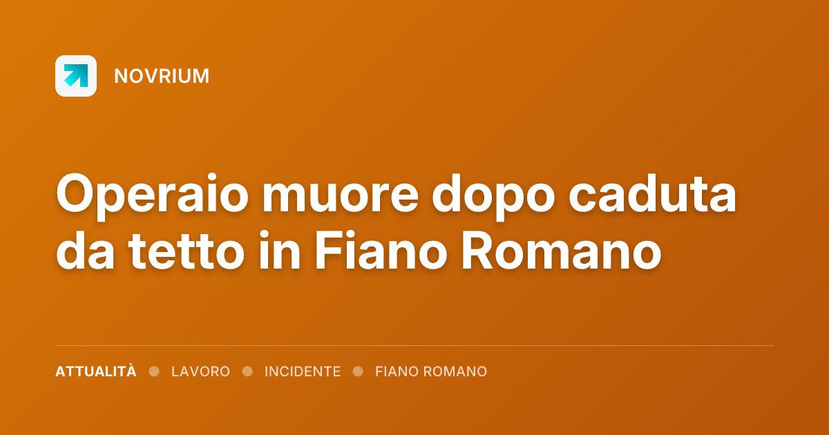 Operaio muore dopo caduta da tetto in Fiano Romano