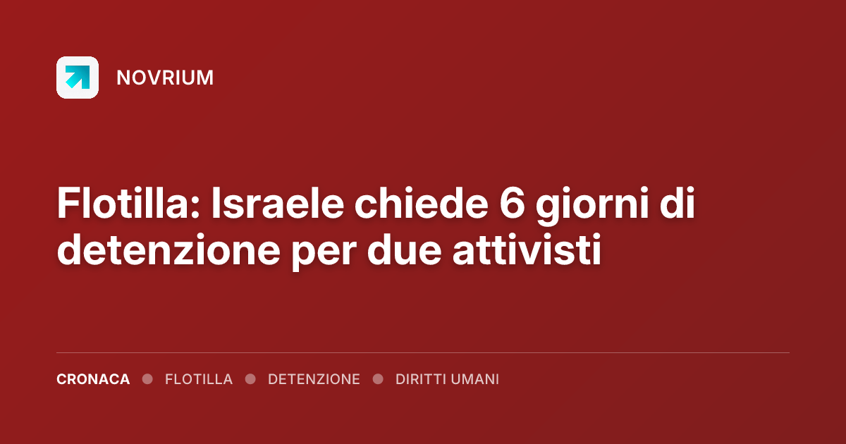 Flotilla: Israele chiede 6 giorni di detenzione per due attivisti
