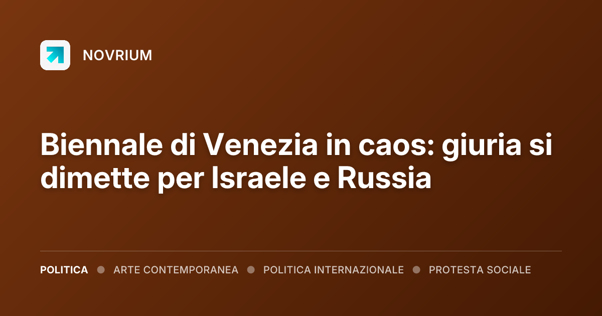 Biennale di Venezia in caos: giuria si dimette per Israele e Russia