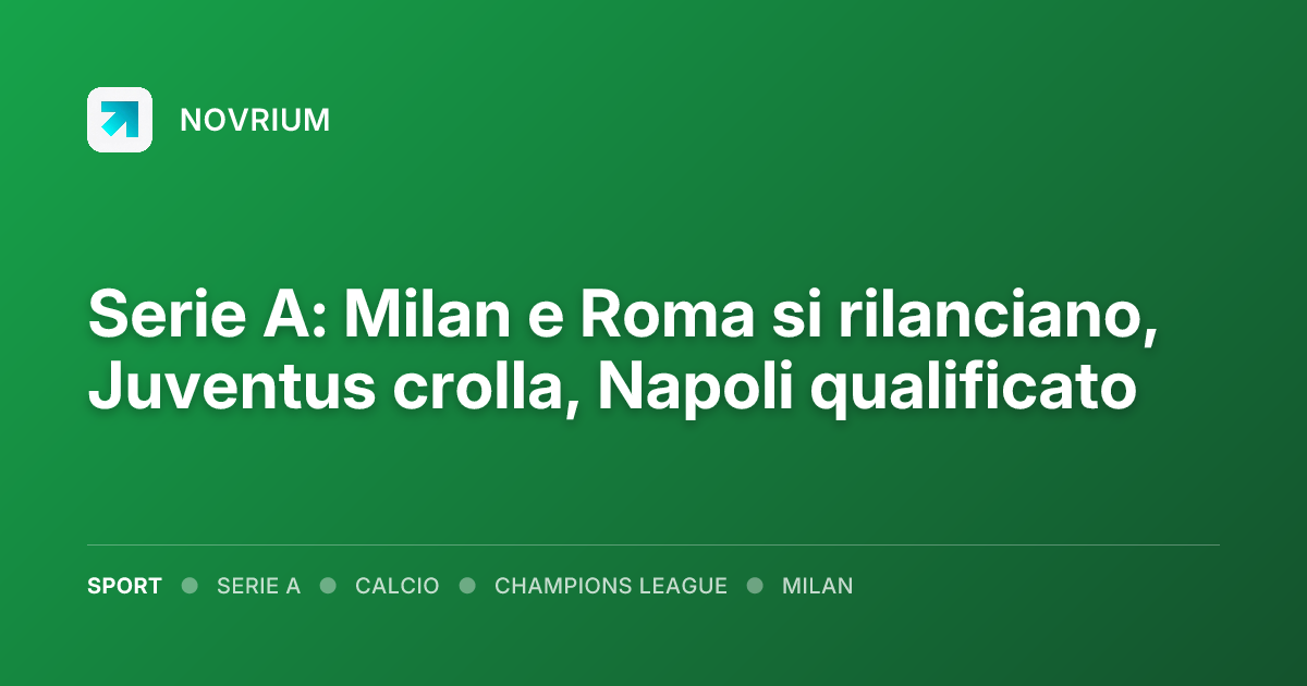 Serie A: Milan e Roma si rilanciano, Juventus crolla, Napoli qualificato