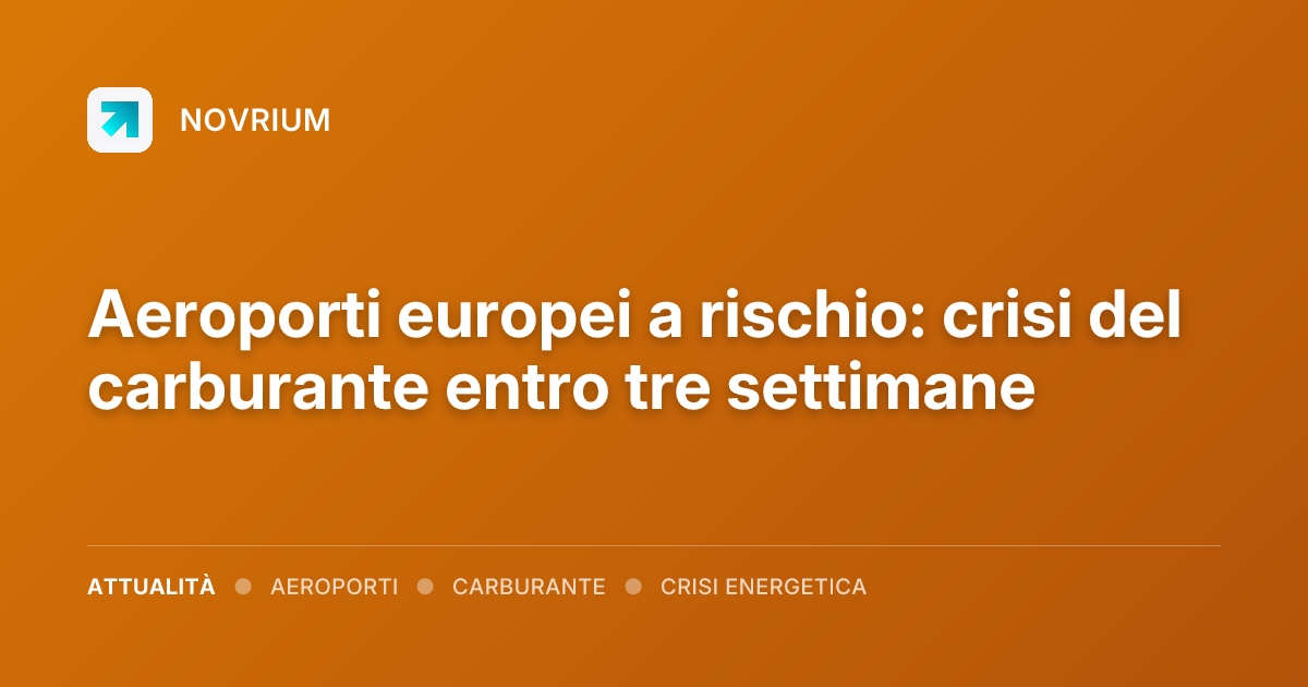 Aeroporti europei a rischio: crisi del carburante entro tre settimane