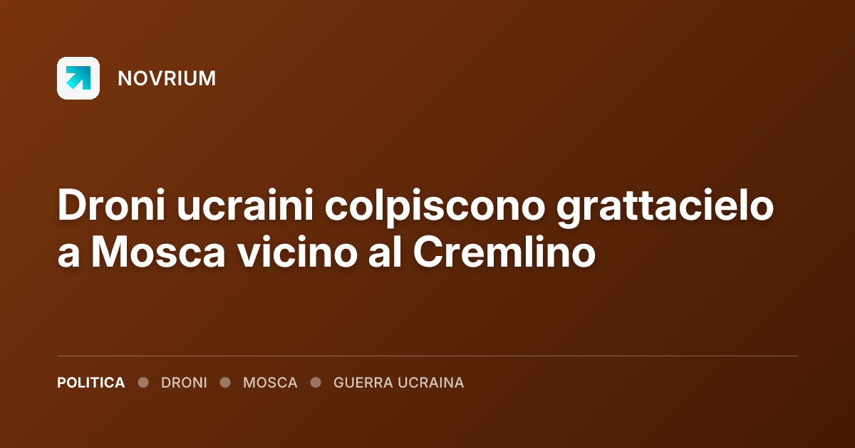 Droni ucraini colpiscono grattacielo a Mosca vicino al Cremlino