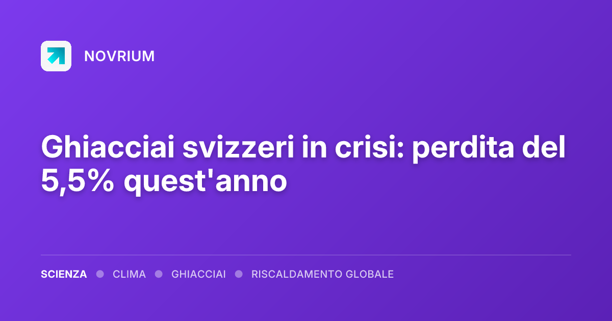 Ghiacciai svizzeri in crisi: perdita del 5,5% quest'anno