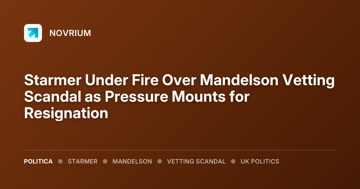 Starmer Under Fire Over Mandelson Vetting Scandal as Pressure Mounts for Resignation