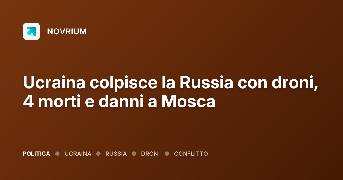 Ucraina colpisce la Russia con droni, 4 morti e danni a Mosca