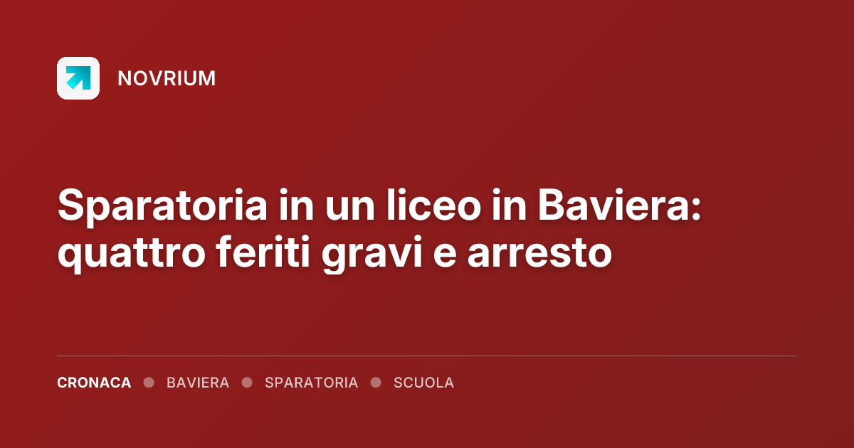 Sparatoria in un liceo in Baviera: quattro feriti gravi e arresto