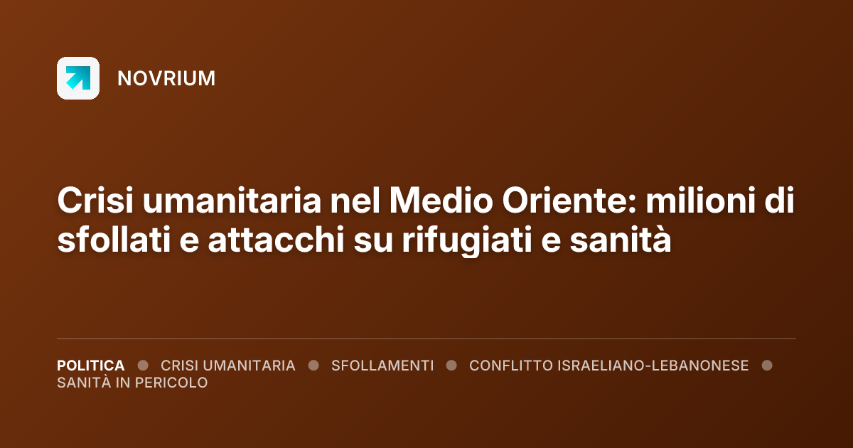 Crisi umanitaria nel Medio Oriente: milioni di sfollati e attacchi su rifugiati e sanità