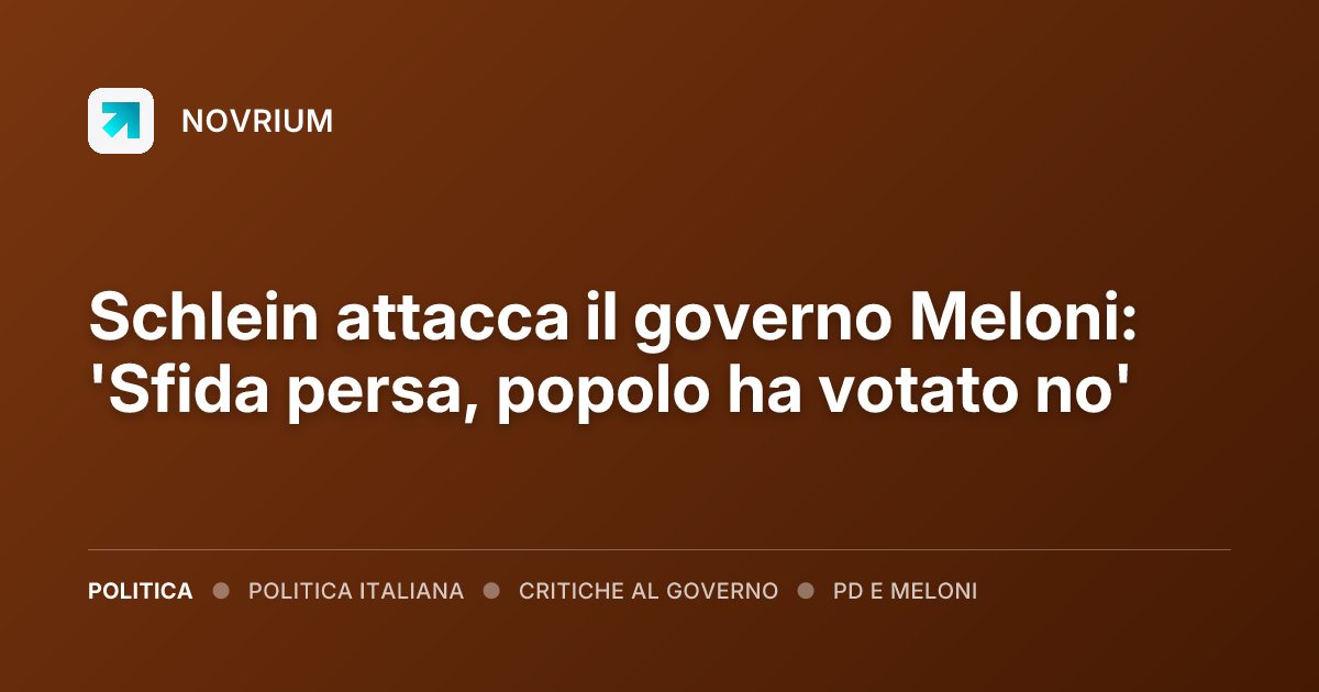 Schlein attacca il governo Meloni: 'Sfida persa, popolo ha votato no'