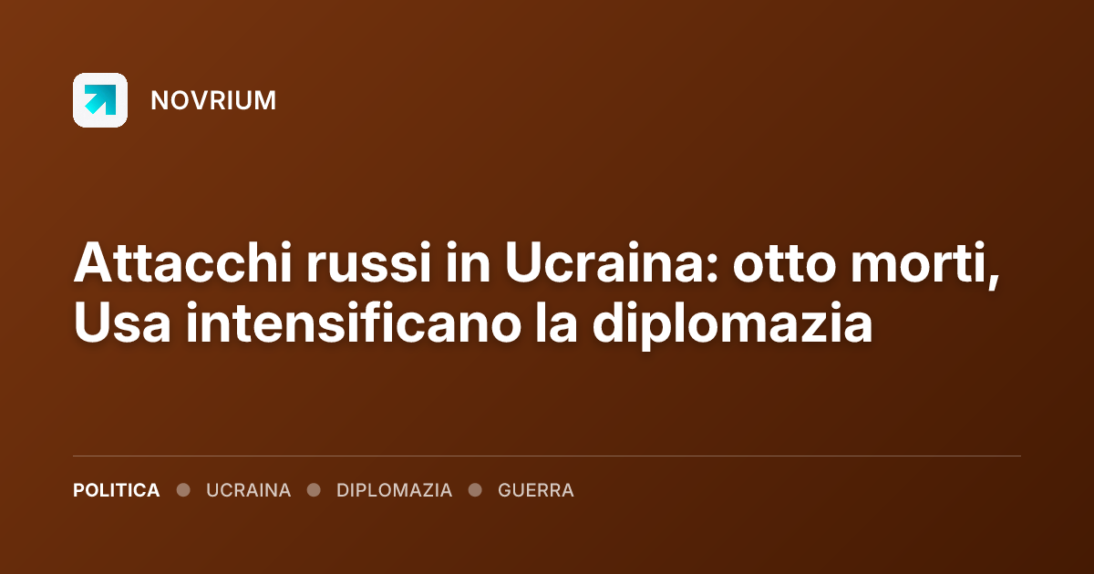 Attacchi russi in Ucraina: otto morti, Usa intensificano la diplomazia