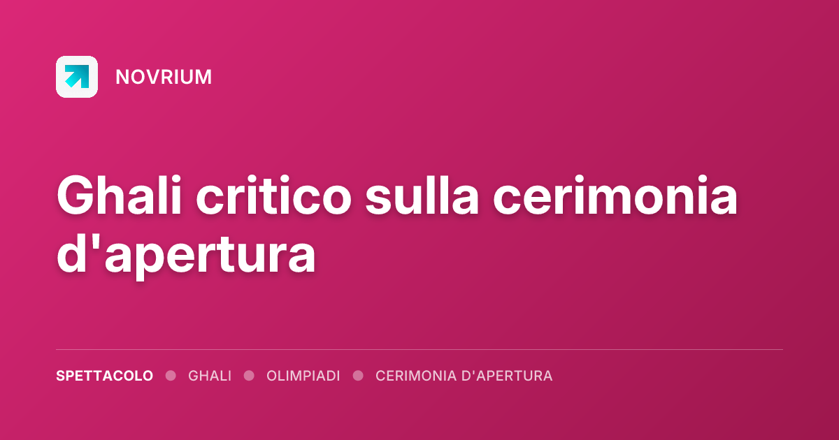 Ghali critico sulla cerimonia d'apertura