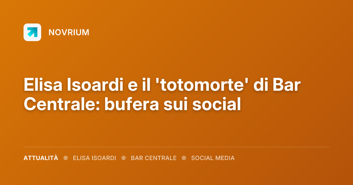 Elisa Isoardi e il 'totomorte' di Bar Centrale: bufera sui social