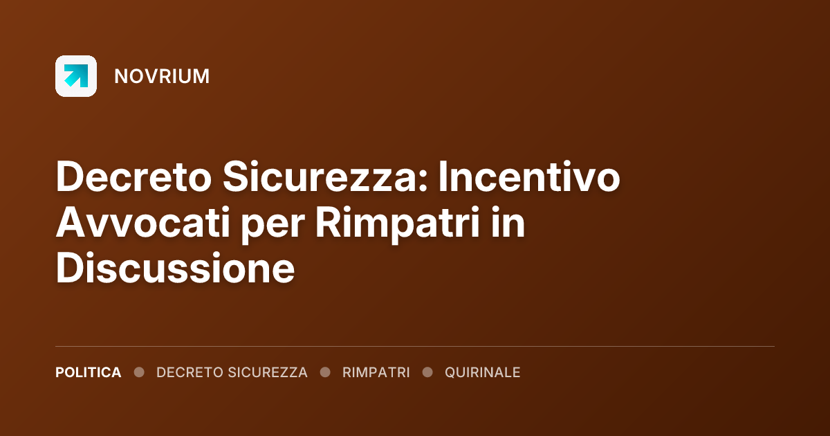 Decreto Sicurezza: Incentivo Avvocati per Rimpatri in Discussione