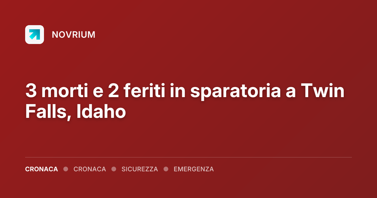 3 morti e 2 feriti in sparatoria a Twin Falls, Idaho