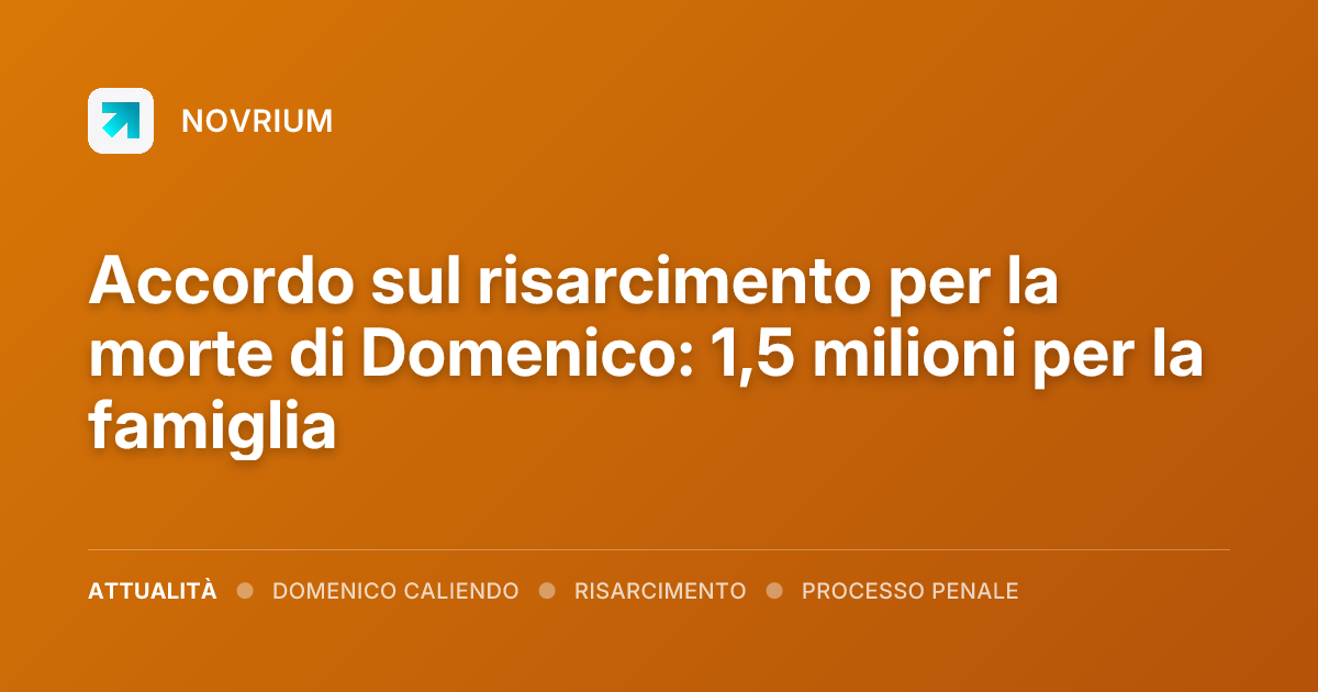 Accordo sul risarcimento per la morte di Domenico: 1,5 milioni per la famiglia