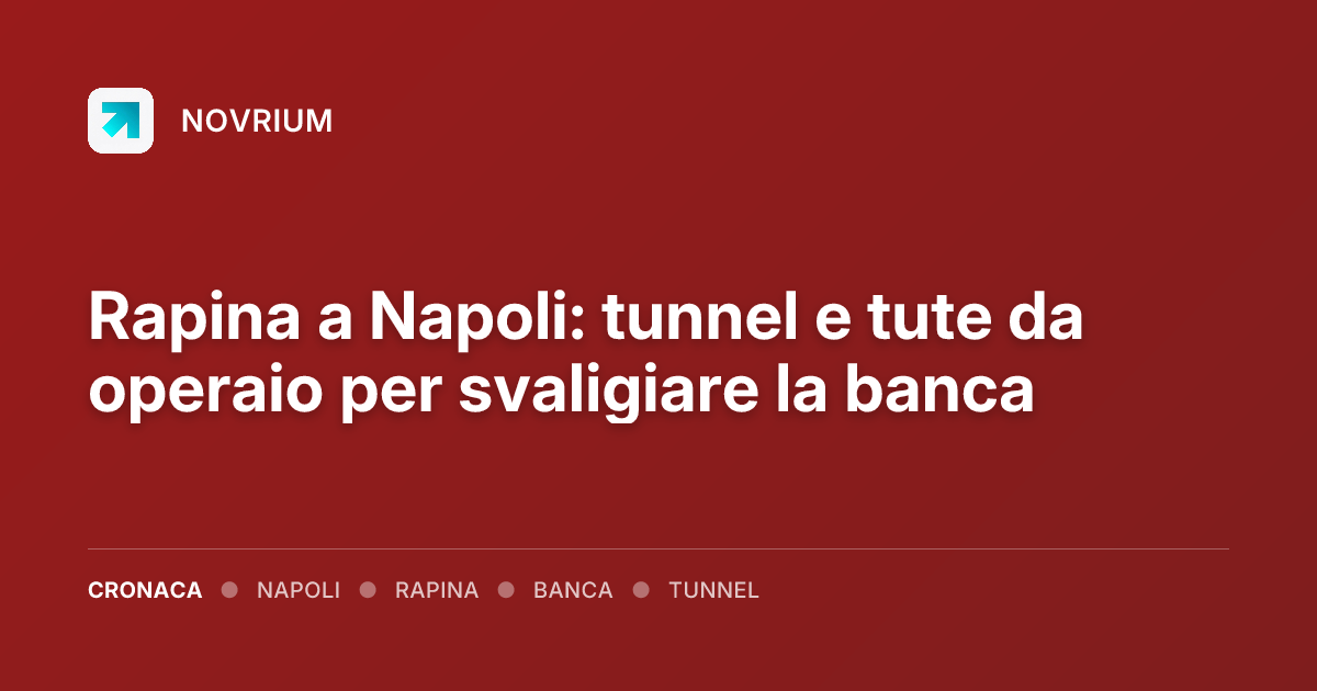 Rapina a Napoli: tunnel e tute da operaio per svaligiare la banca