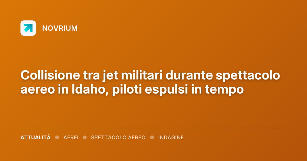 Collisione tra jet militari durante spettacolo aereo in Idaho, piloti espulsi in tempo