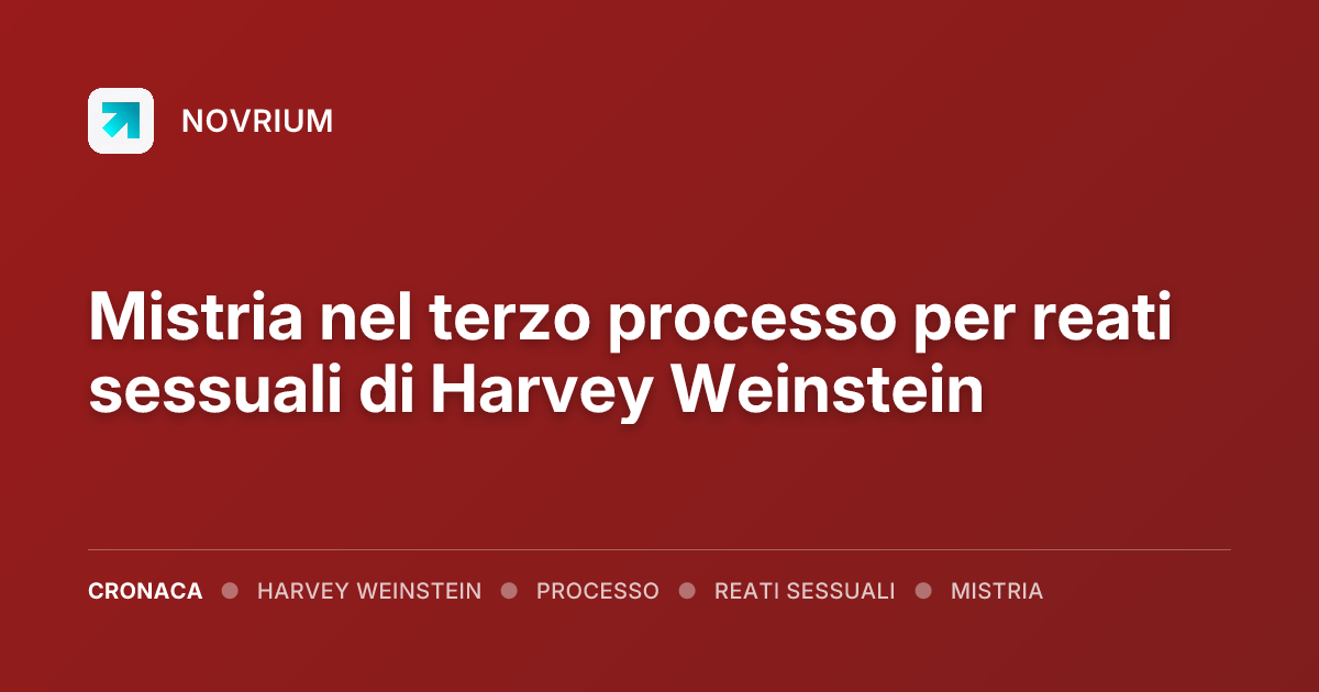 Mistria nel terzo processo per reati sessuali di Harvey Weinstein