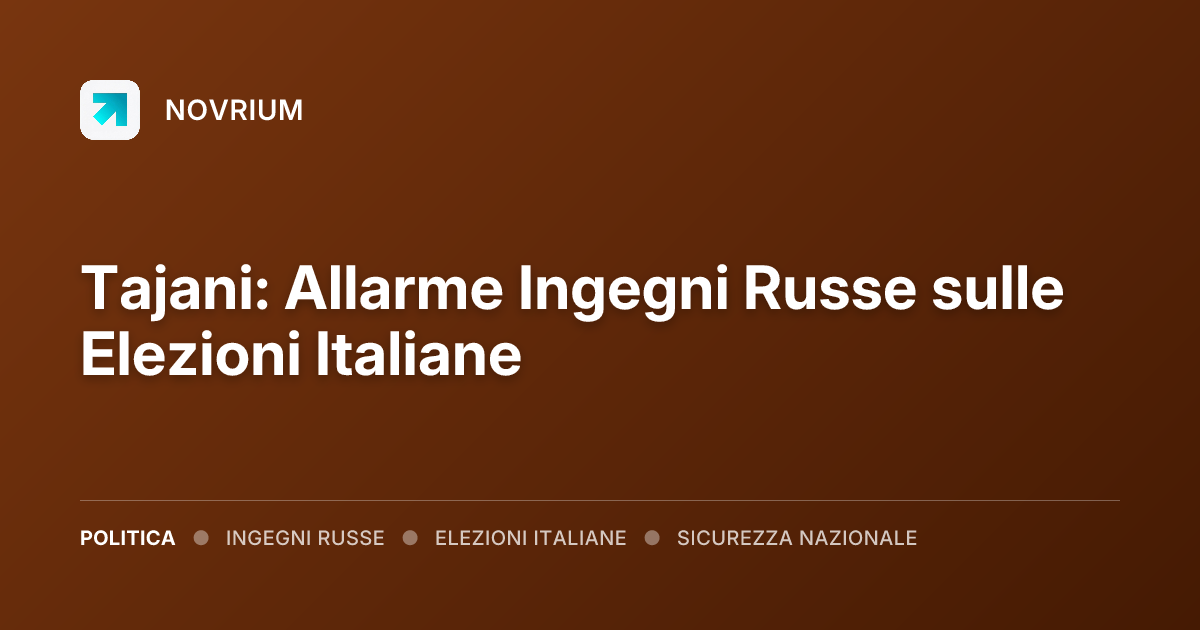 Tajani: Allarme Ingegni Russe sulle Elezioni Italiane
