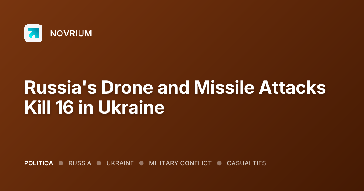 Russia's Drone and Missile Attacks Kill 16 in Ukraine