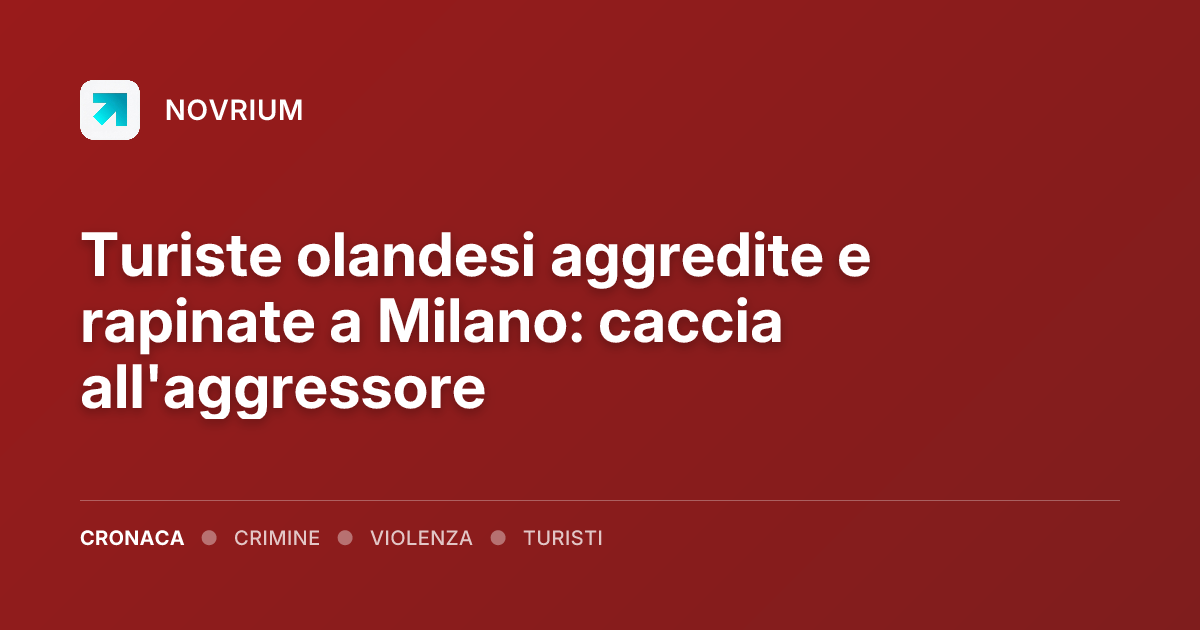 Turiste olandesi aggredite e rapinate a Milano: caccia all'aggressore