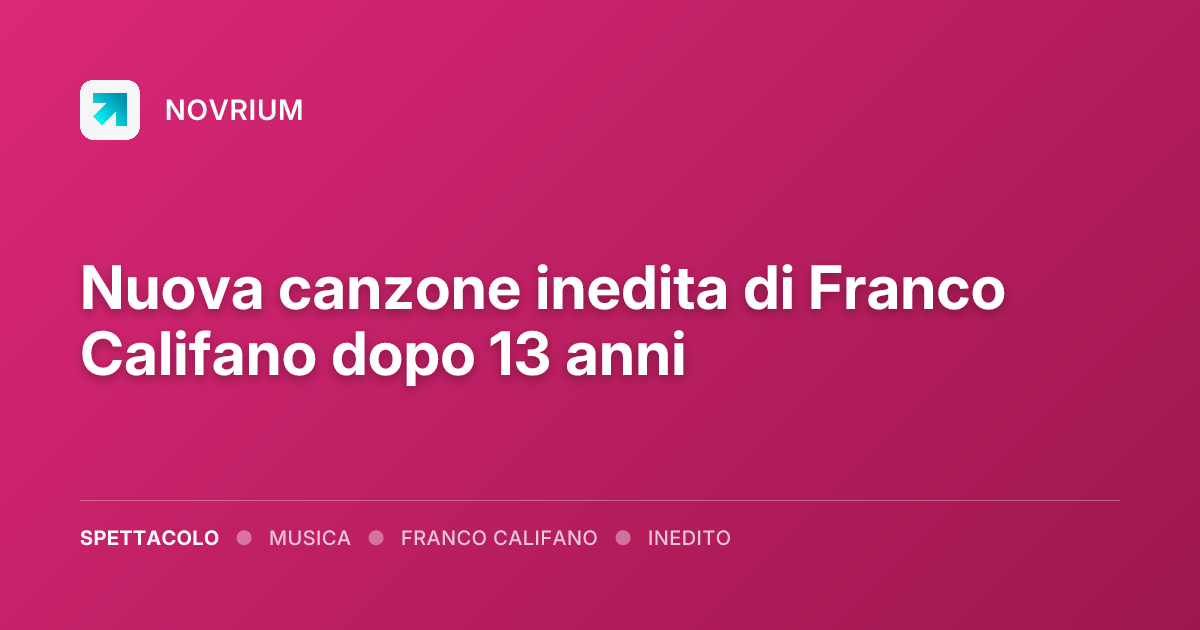 Nuova canzone inedita di Franco Califano dopo 13 anni