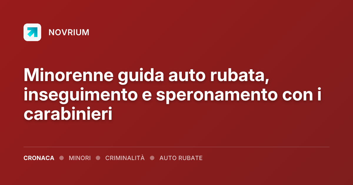 Minorenne guida auto rubata, inseguimento e speronamento con i carabinieri