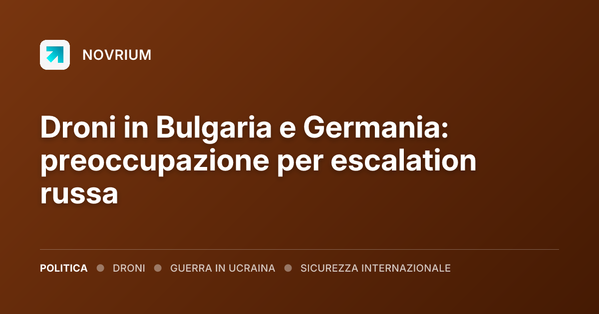 Droni in Bulgaria e Germania: preoccupazione per escalation russa