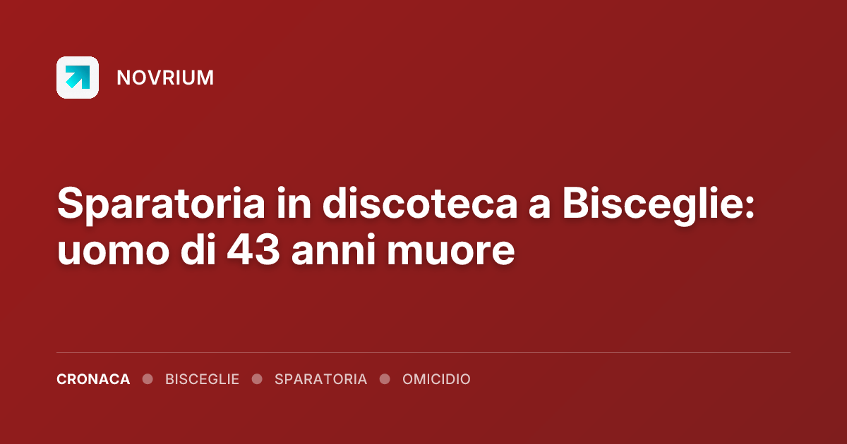 Sparatoria in discoteca a Bisceglie: uomo di 43 anni muore