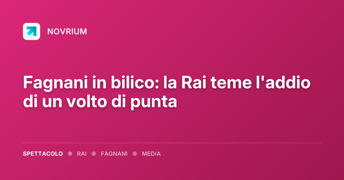 Fagnani in bilico: la Rai teme l'addio di un volto di punta