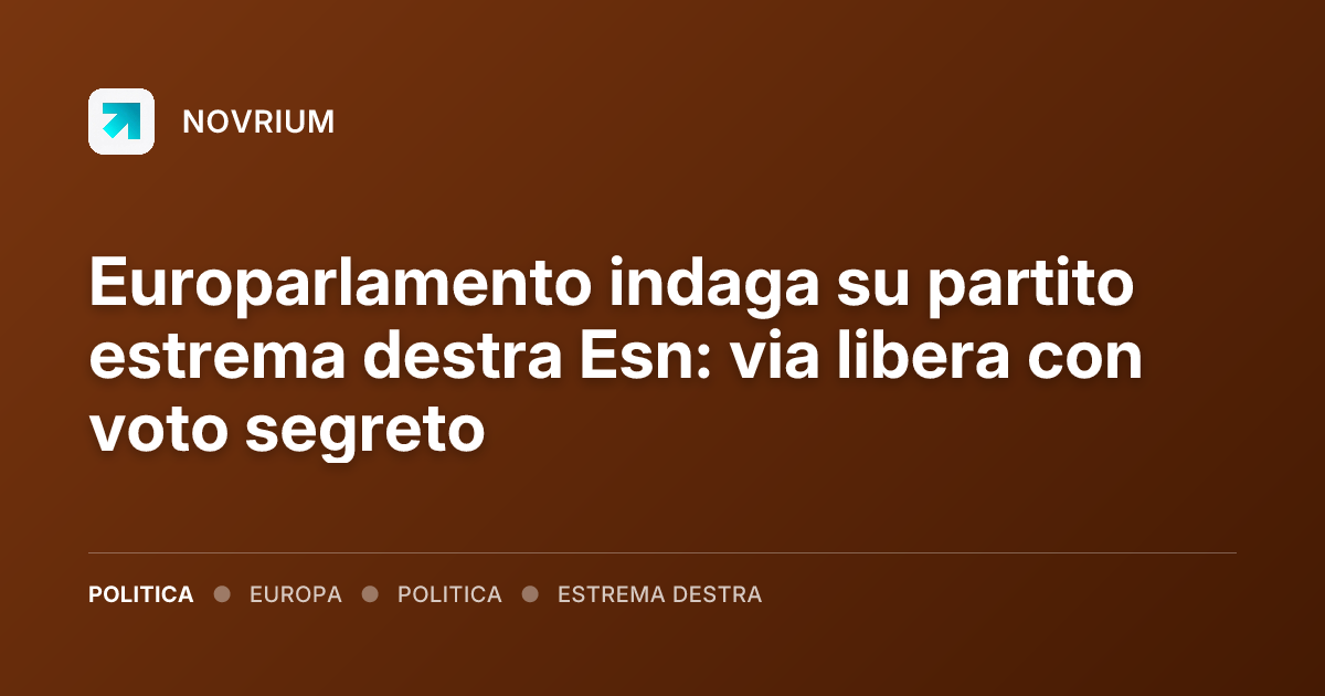 Europarlamento indaga su partito estrema destra Esn: via libera con voto segreto