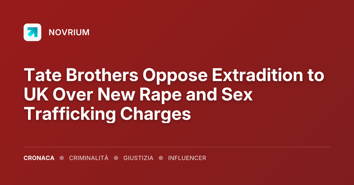 Tate Brothers Oppose Extradition to UK Over New Rape and Sex Trafficking Charges
