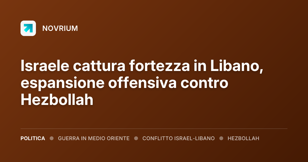 Israele cattura fortezza in Libano, espansione offensiva contro Hezbollah