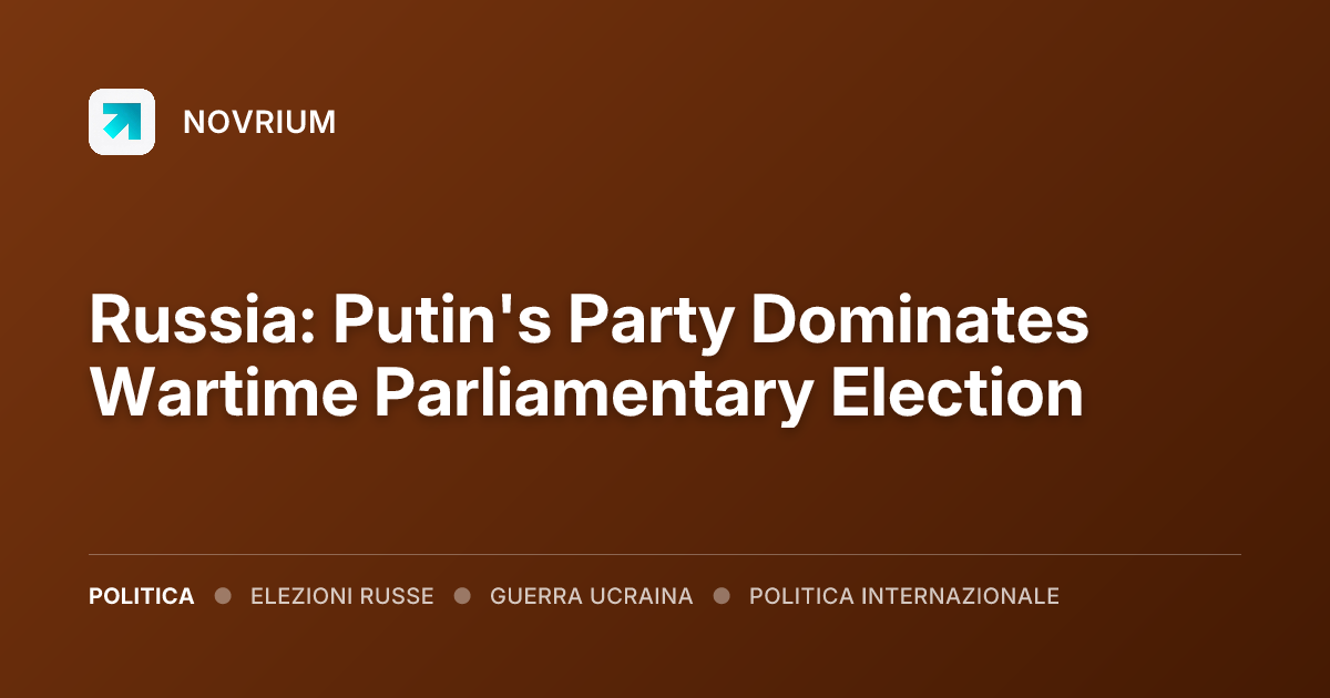 Russia: Putin's Party Dominates Wartime Parliamentary Election