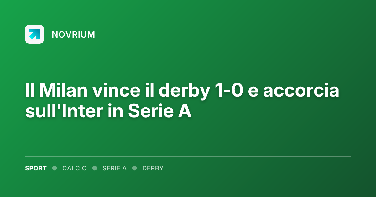 Il Milan vince il derby 1-0 e accorcia sull'Inter in Serie A