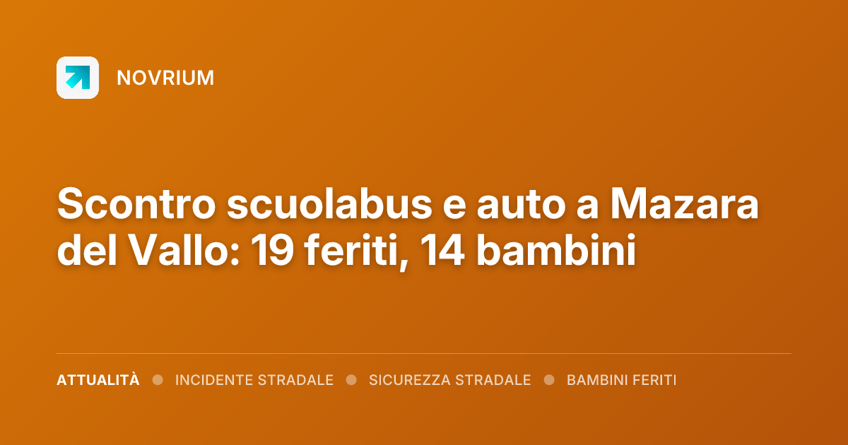 Scontro scuolabus e auto a Mazara del Vallo: 19 feriti, 14 bambini