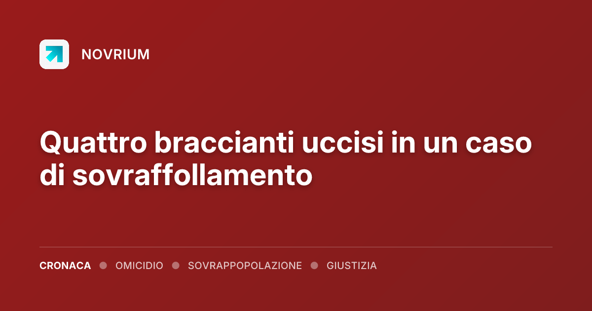 Quattro braccianti uccisi in un caso di sovraffollamento
