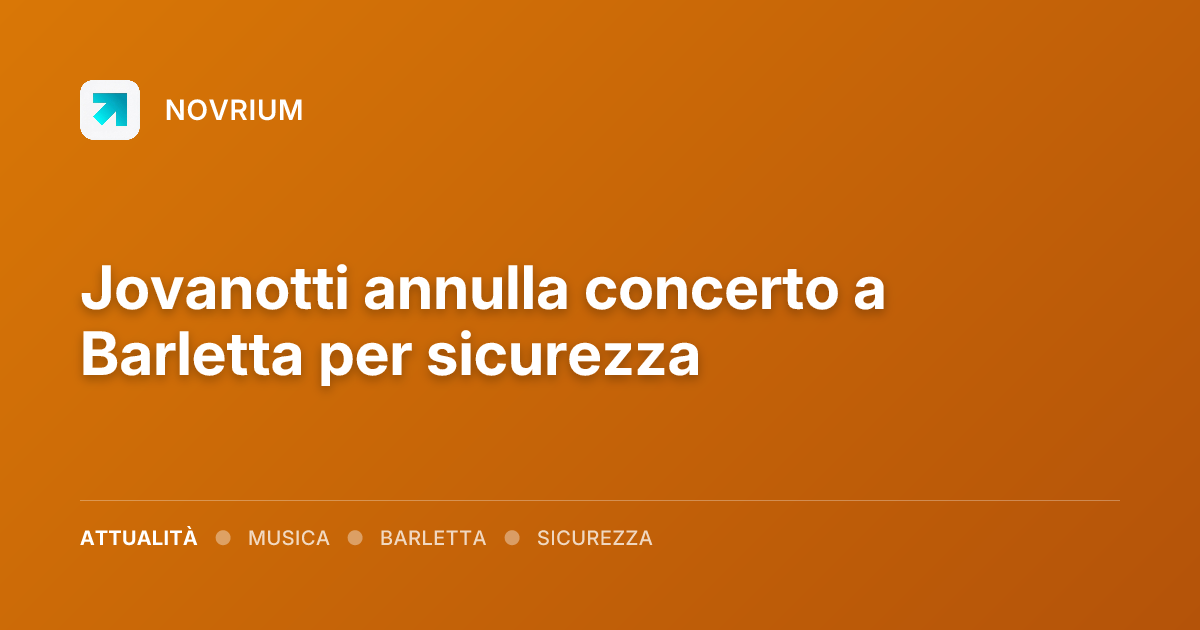 Jovanotti annulla concerto a Barletta per sicurezza
