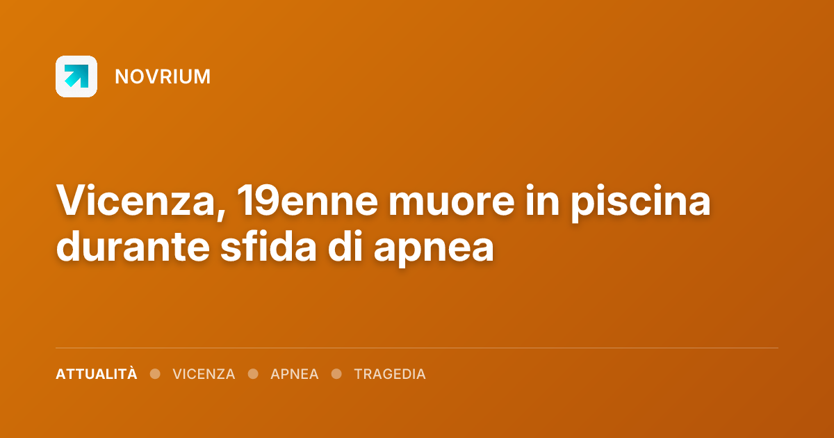 Vicenza, 19enne muore in piscina durante sfida di apnea