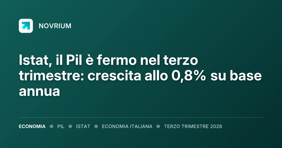 Istat, il Pil è fermo nel terzo trimestre: crescita allo 0,8% su base annua