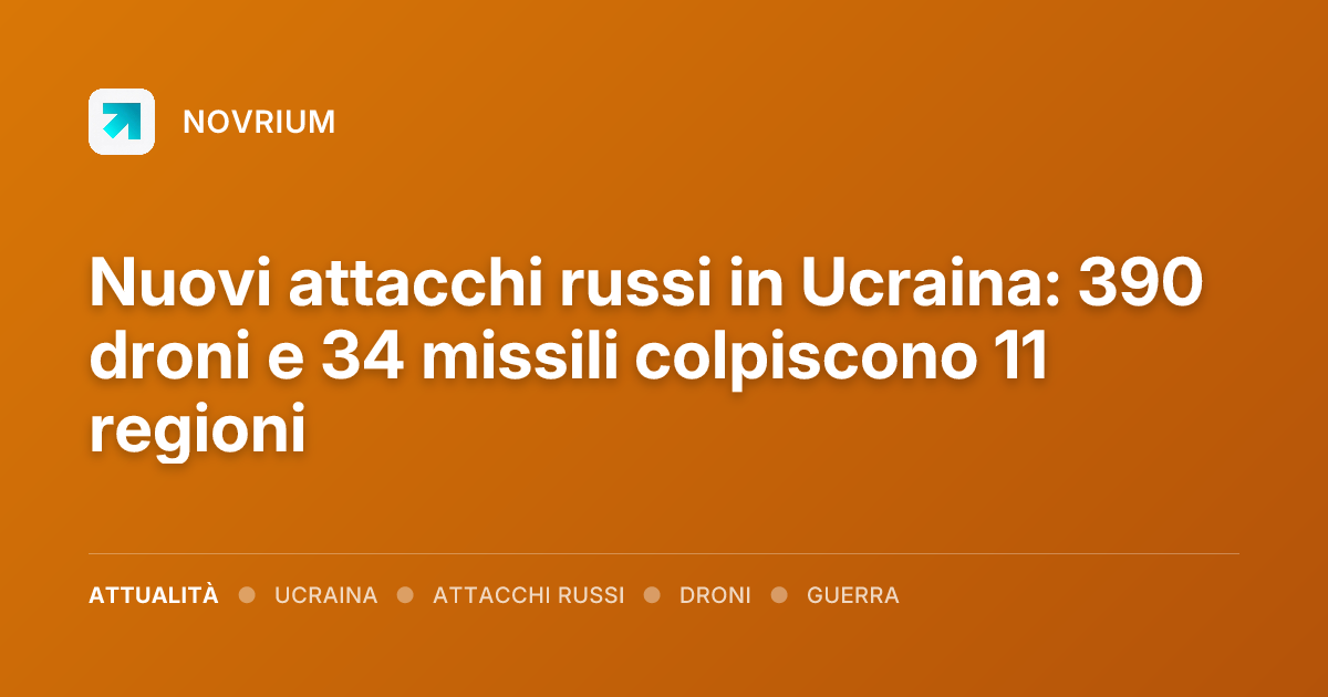 Nuovi attacchi russi in Ucraina: 390 droni e 34 missili colpiscono 11 regioni