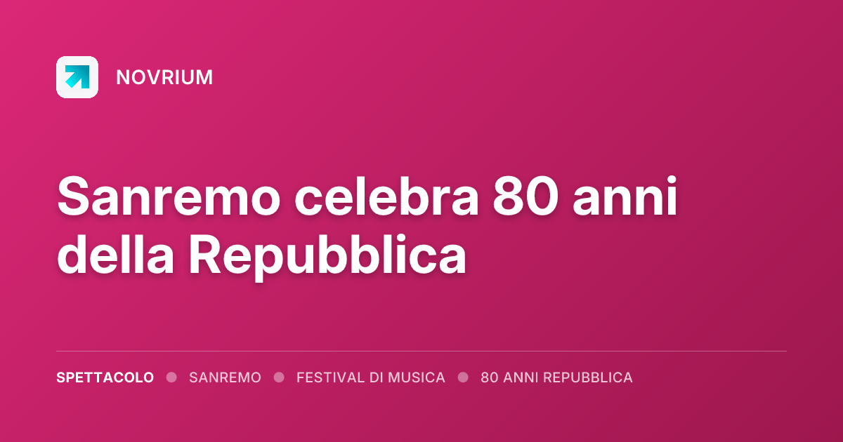 Sanremo celebra 80 anni della Repubblica