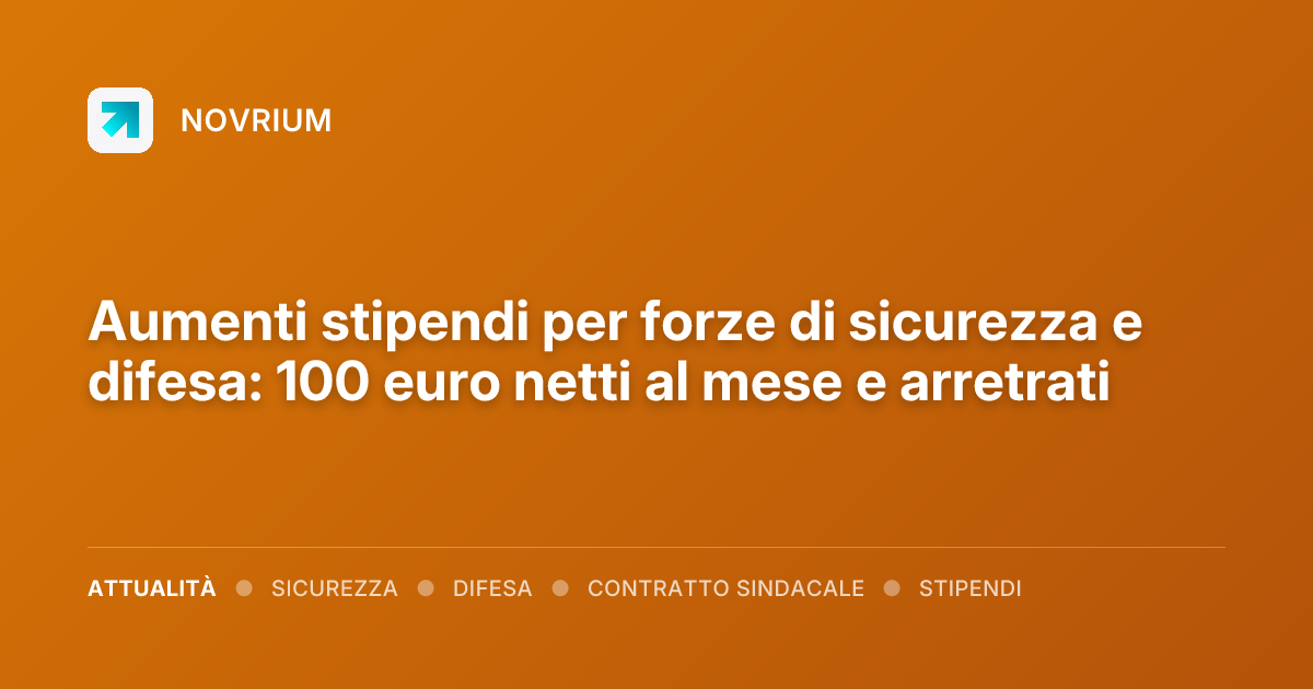 Aumenti stipendi per forze di sicurezza e difesa: 100 euro netti al mese e arretrati